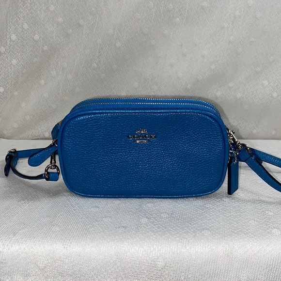 Coach Bags Coach Blue Leather Double Zip Camera Crossbody Bag Poshmark